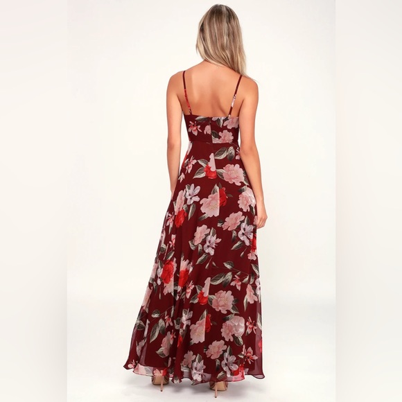 Lulu’s Burgundy Floral Maxi Dress - Picture 5 of 5